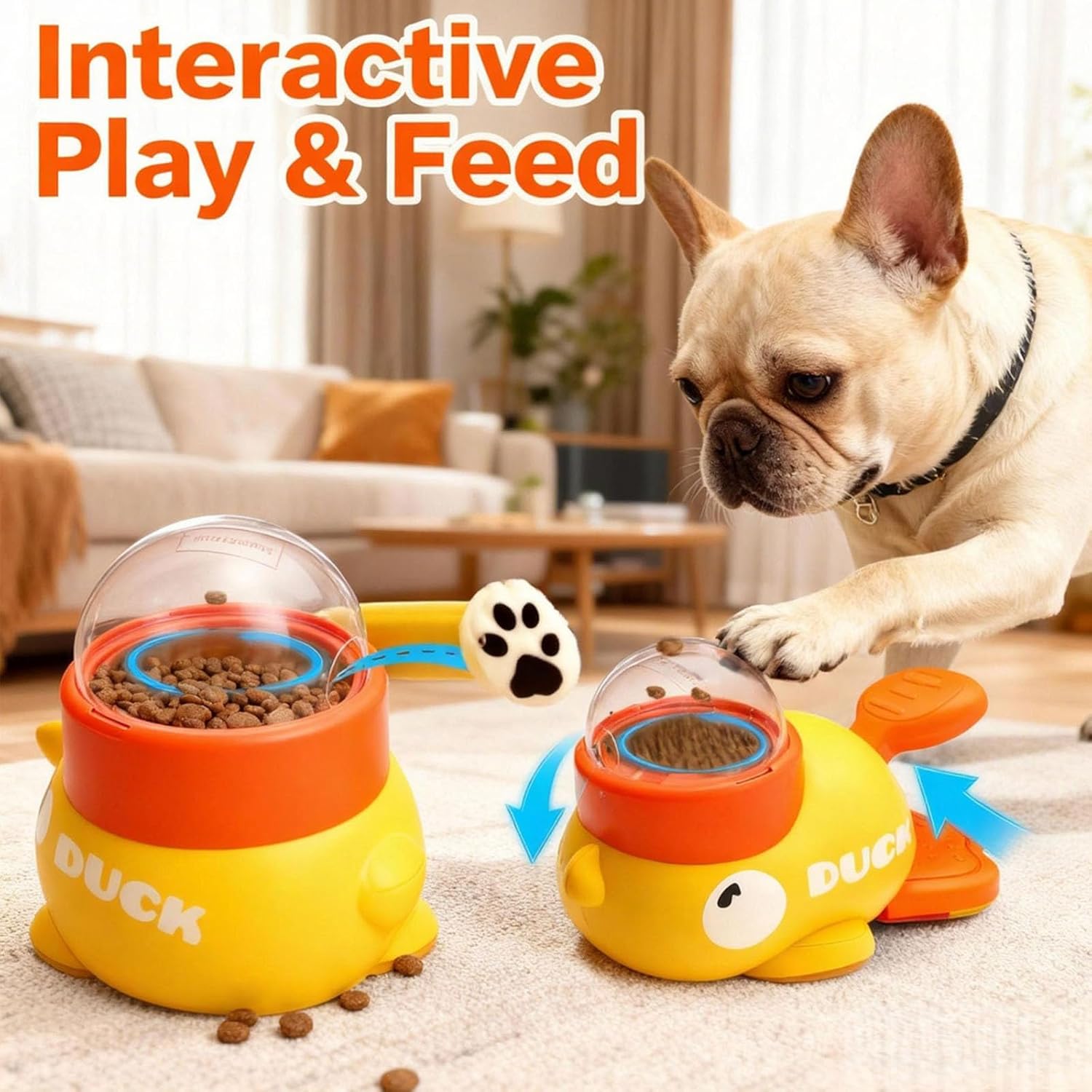 Duck Treat Dispenser for Cats & Dogs, Interactive Puzzle Feeder Toy, Slow Feeder Game, Mental Stimulation & Fun Reward Play (2pcs)