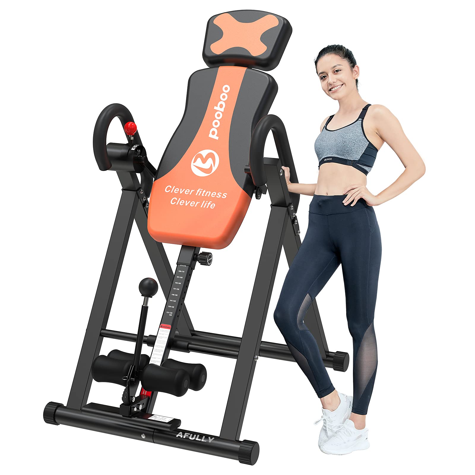 Pooboo Inversion Table For Back Pain Relief Heavy Duty Foldable ...