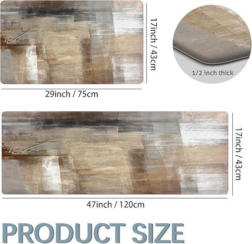 Miniatura 47 de MAYHMYO Juego de 2 tapetes de cocina antifatiga, diseño de mármol y azul, alfombrillas acolchadas y antideslizantes Azul,Azul y dorado,Marrón