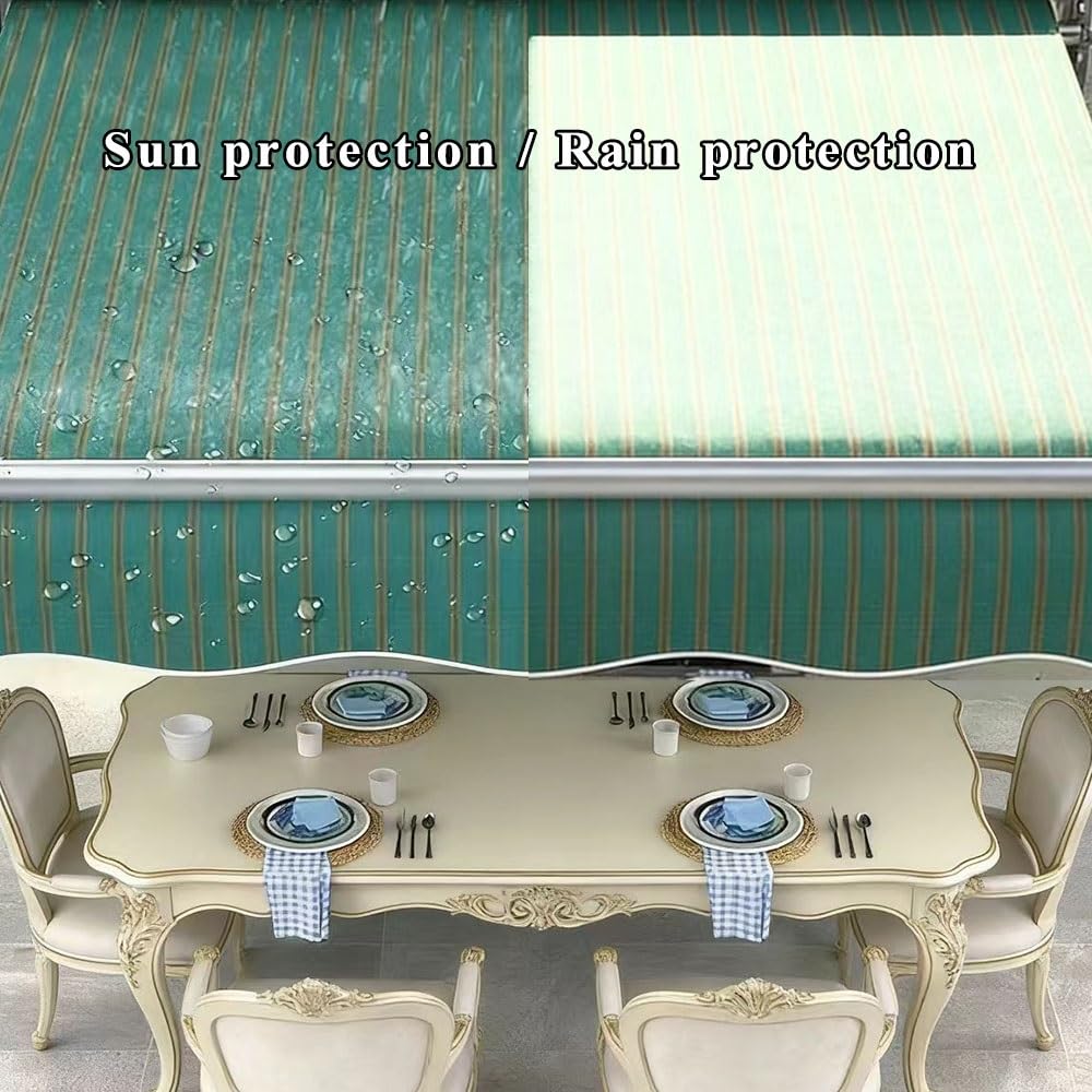 Zapasowe płótno z zielonymi paskami do markiz, chowane markizy, tkanina chroniąca przed słońcem do użytku na zewnątrz, do sklepów, restauracji, tarasów (600 x 200 cm)