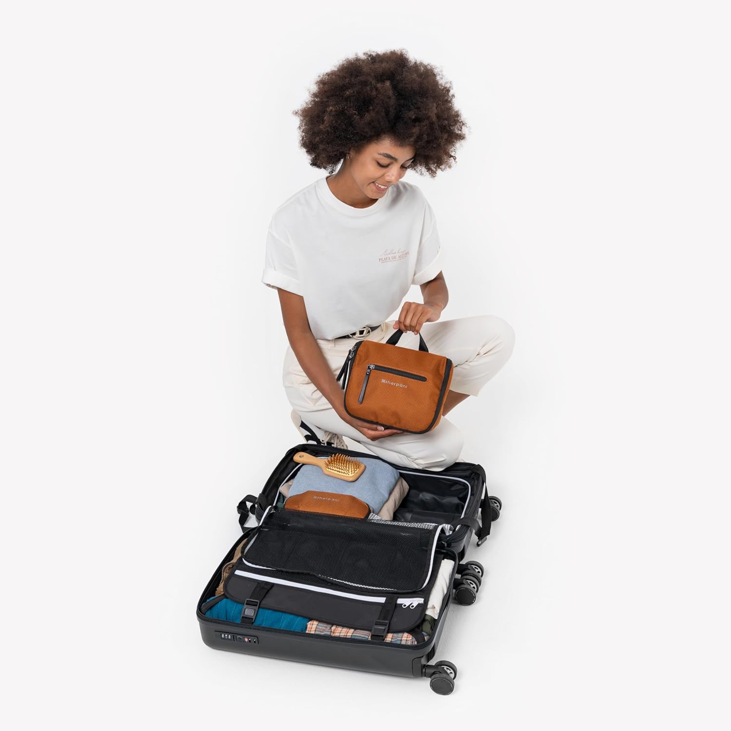 Sherpani Co-Pilot, Travel Toiletry Bag, Hanging Cosmetic Organizer, Water Resistant Makeup Bag, Shower Dopp Kit, Essentials Toiletries for Women, Travel Gift (Morocco)