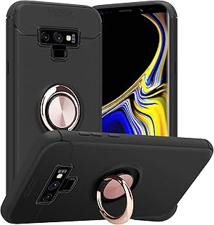 Cadorabo Coque Compatible avec Samsung Galaxy Note 9 - Coque avec Bague de Mise au Point en Noir - Or Rose - Coque de Télé...