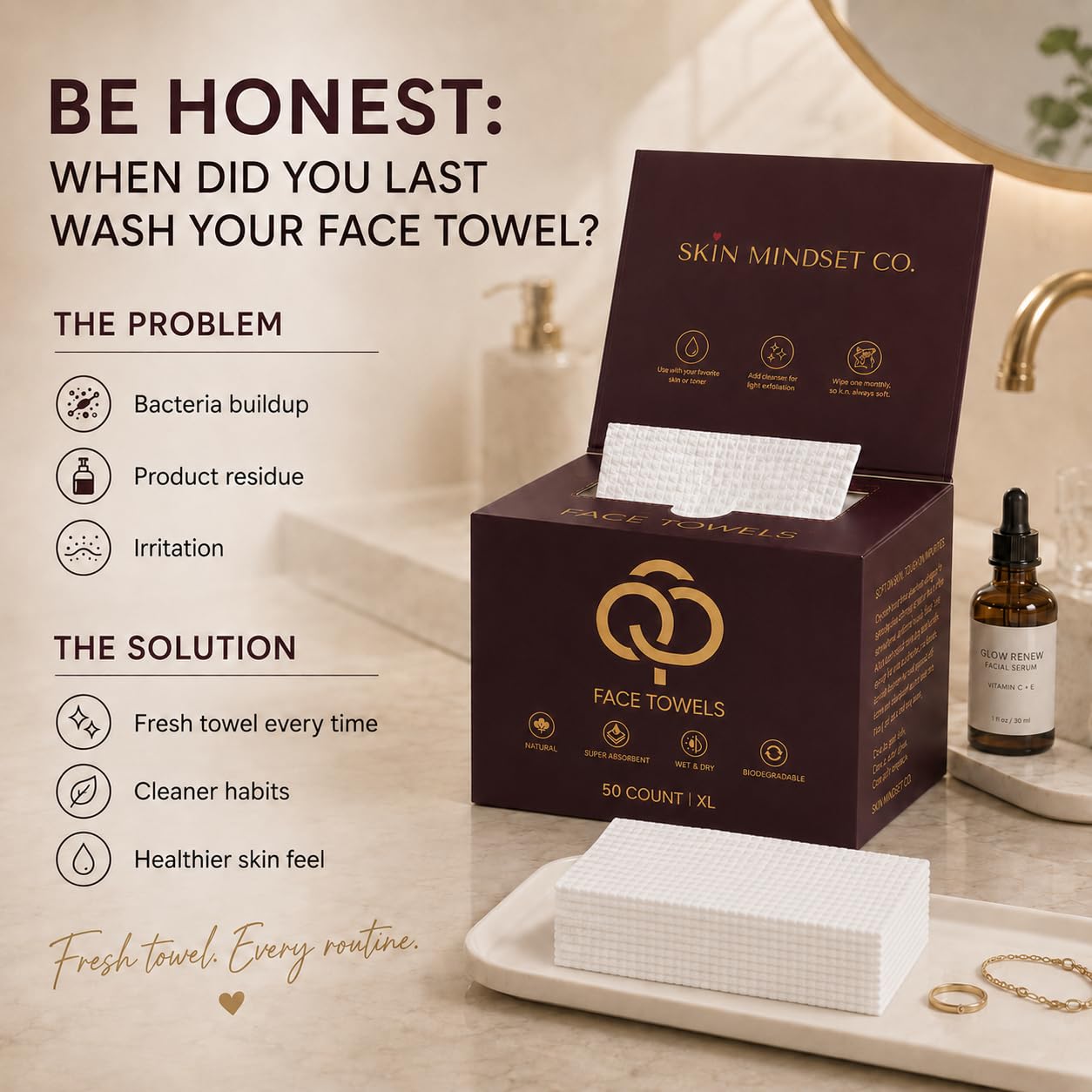 Premium Disposable Face Towels (50 Count) – Soft Viscose Facial Towels for Skincare, Cleansing, Makeup Removal & Face Masks – Single-Use Towels for Spa, Travel & Gym, Wet or Dry image 5