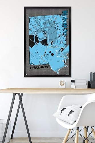 Miniatura 6 de Trends International Pokémon - Póster de pared de anime grupal, 34 pulgadas de largo x 22.4 pulgadas, versión enmarcada en negro