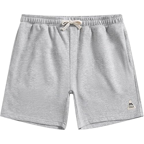 NORTHYARD Mens Shorts, 5 inch Sweat Cotton Gym Shorts w Zipper Pockets, Soft Adjustable Elastic Waistband for Sleep Athletic