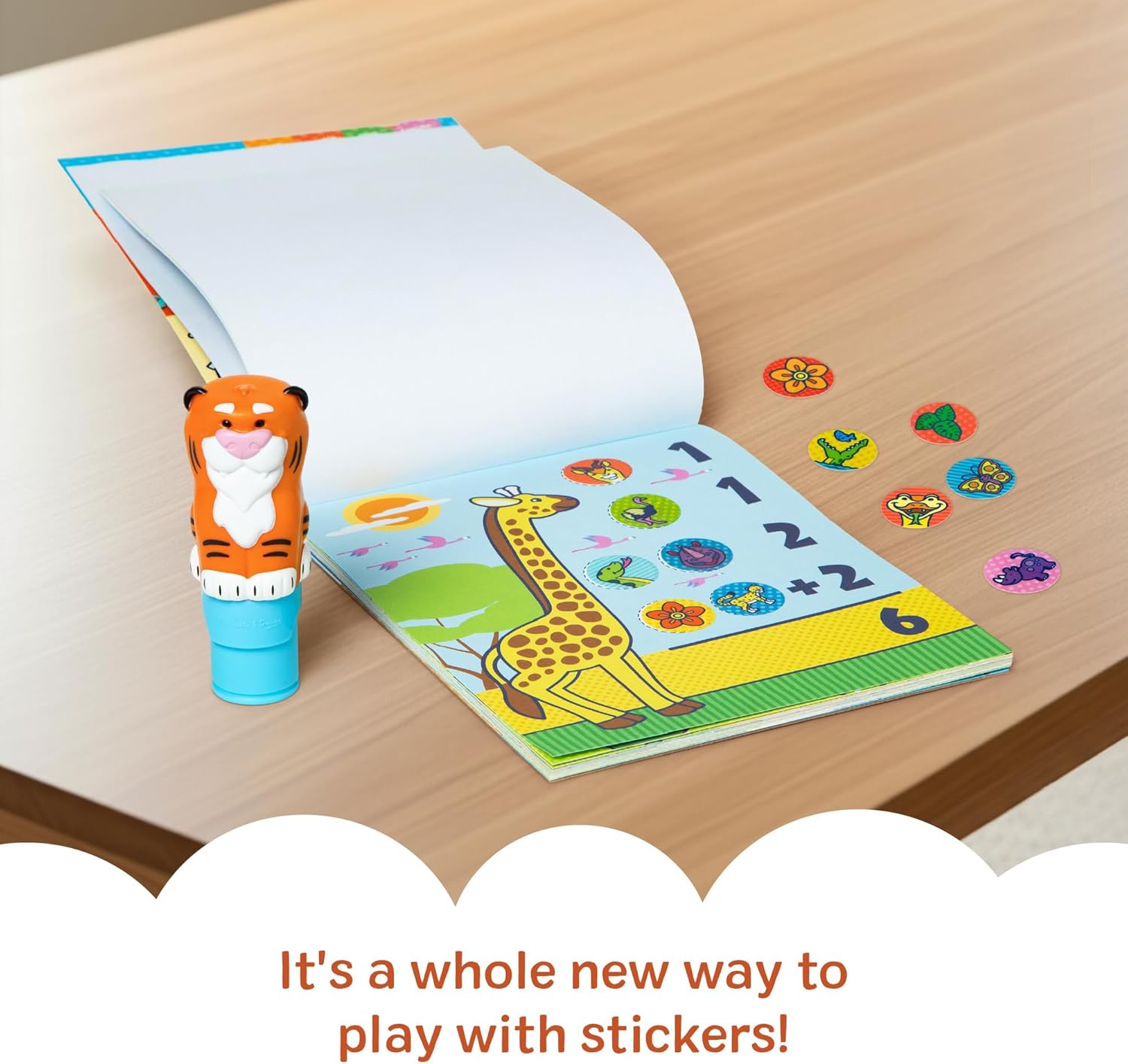 Melissa & Doug Sticker Wow!™ 24-Page Activity Pad and Sticker Stamper, 300 Stickers, Arts and Crafts Fidget Toy Collectible Character – Tiger - for Kids Ages 3+ - FSC Certified