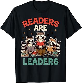 Book Lover Racoon Reading Teacher Readers Are Leaders T-Shirt for Men Women