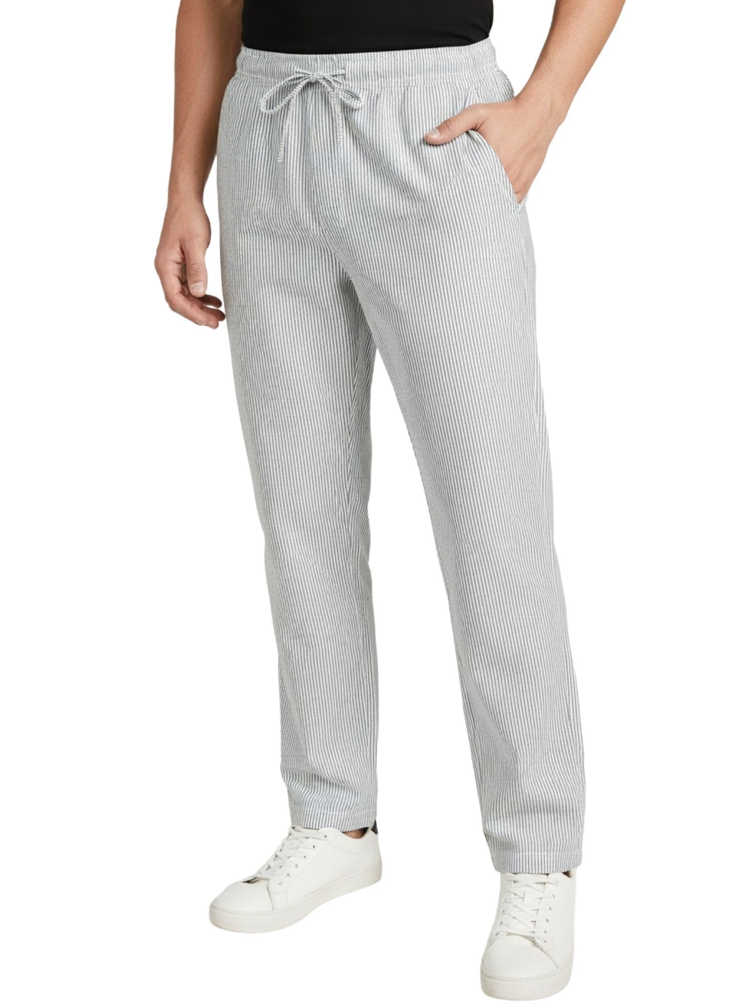 twist99 Men's Cotton Striped Plus Size Pyjama (Grey; M)-picture-23