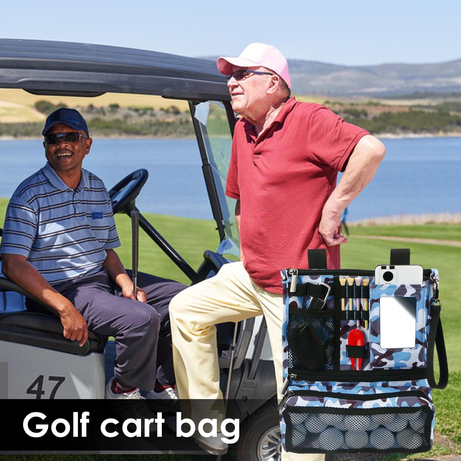 Custodia per borsa per palline da golf, custodia per borsa per da golf - Borsa per oggetti di valore con cerniera | borsa da golf per tee, organizer per sacca da golf, borsa pieghevole con m