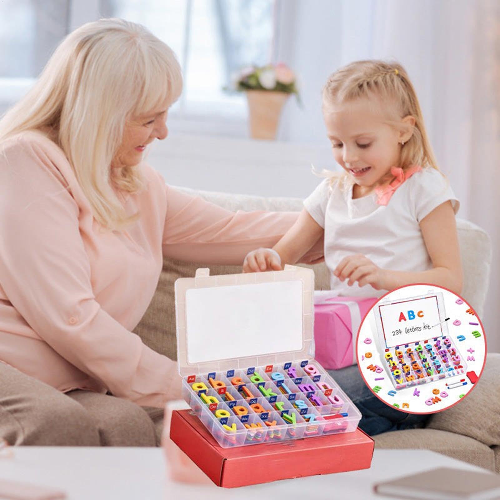 Kit di lettere magnetiche – lettere maiuscole minuscole colorate per | ortografia e apprendimento – Attività educative a casa per asili e giardini di domi