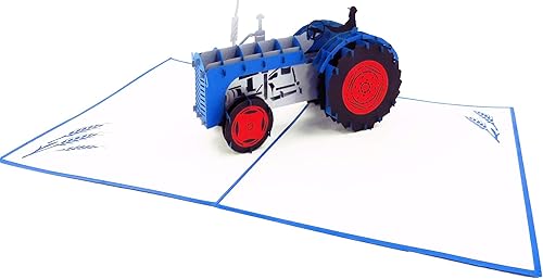 POP CARD EXPRESS Tractor 3D Pop Up Tarjeta de felicitación para todas las ocasiones cumpleaños, día del padre, felicitaciones, despedida,