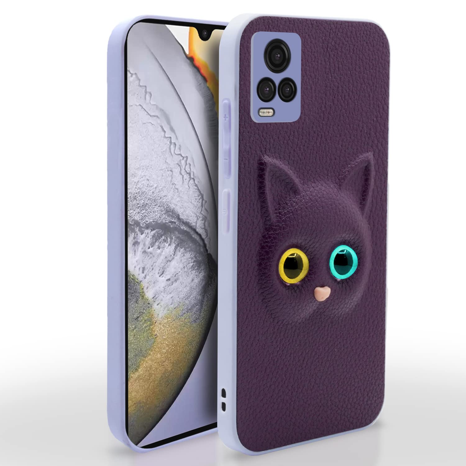 Pikkme Vivo V20 Back Cover for Girls | Cute Cat Leather Finish | Soft TPU | Case for Vivo V20 (Purple) (B0BGMH9N5P) Amazon Price History, Amazon Price Tracker