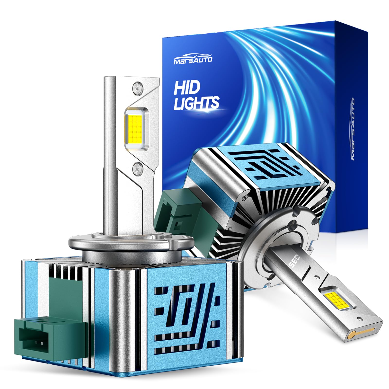 Marsauto D3S Xenon HID Bulbs, 6000K White 10X Brightness, Pack of 2