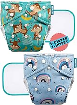 Advanso Leakage Proof cloth diapers for babies 0 to 3 years high absorbent 2 reusable diaper 2 insert pad pack washable diapers free size 5-18kg adjustable pocket cover liners [23]