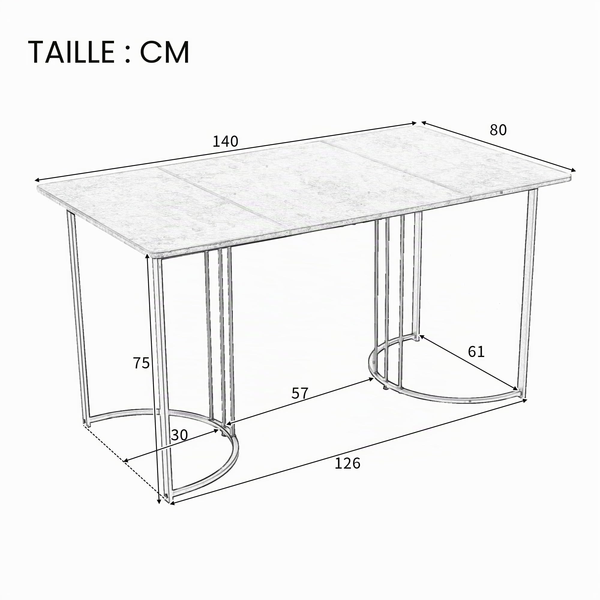 Merax Ensemble de table à manger 140 x 80 cm avec 4 chaises, motif marbre MDF, pieds en métal, chaises rembourrées en velours avec dossier, pour salle à manger, cuisine, salon, noir et beige