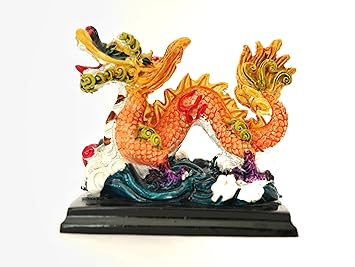 The Spiritual Living Dragon Statue for Home Decor || 2.5 Inch || Feng Shui & Vastu || Azure Dragon with Waves || Showpiece || Feng Shui Items II