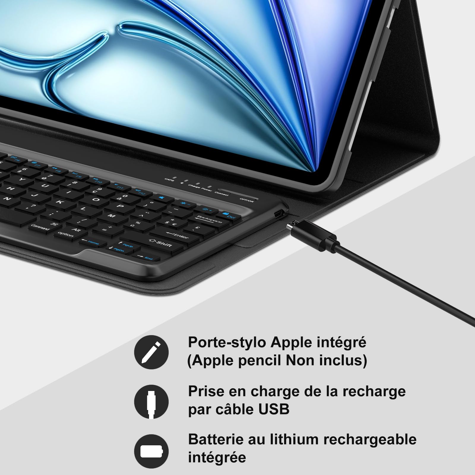 JADEMALL Clavier Avec Trackpad Pour IPad Air 13 Pouces (M3/M2