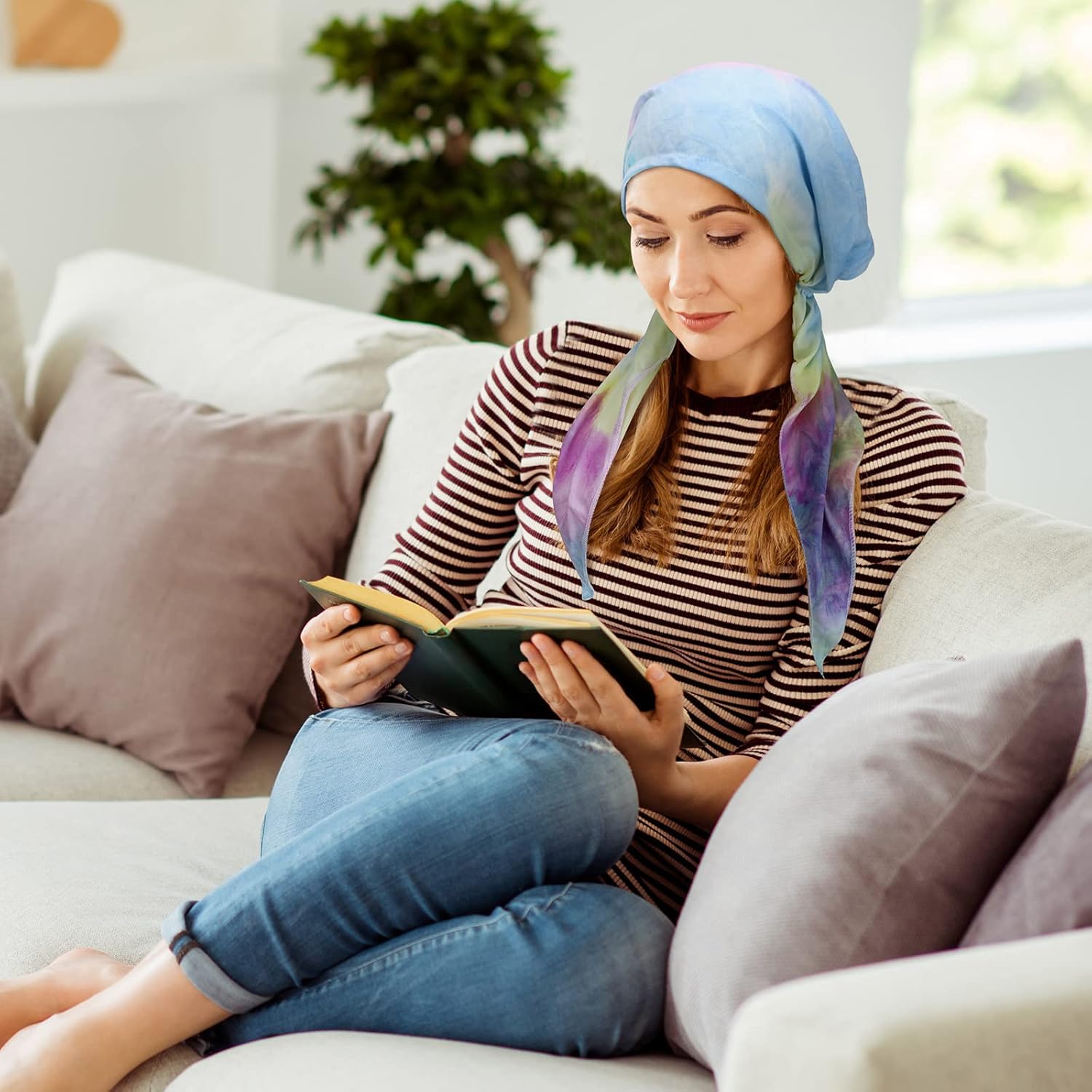 Sintege 4 Pcs Women Head Scarf Pre Tied Chemo Caps Slip on Turban Headwear Cancer Head Wraps Beanie Hat Bandana - Image 2