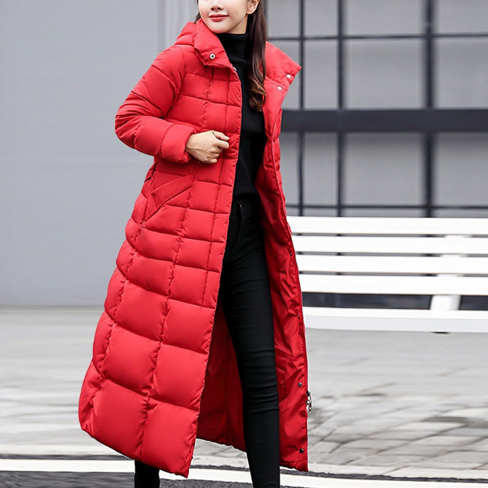 Giacche invernali per le donne Uk Piumini lunghi per le donne con cappuccio imbottito spesso giacca trapuntata da donna plus size invernale caldo parka cappotto impermeabile leggero slim fit piumino