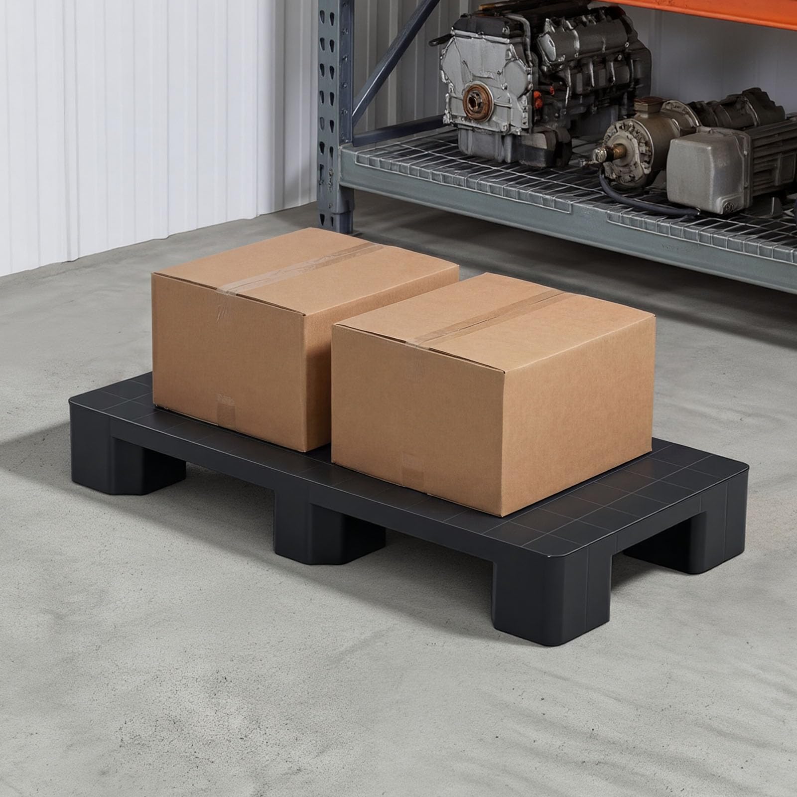 VEVOR Palet de Plástico, Capacidad de 1000 kg, Base de Almacenamiento HDPE con Superficie Antideslizante para Logística Almacén Supermercado, Uso Interior y Exterior, 1000 x 500 x 136 mm, 1 Unidad