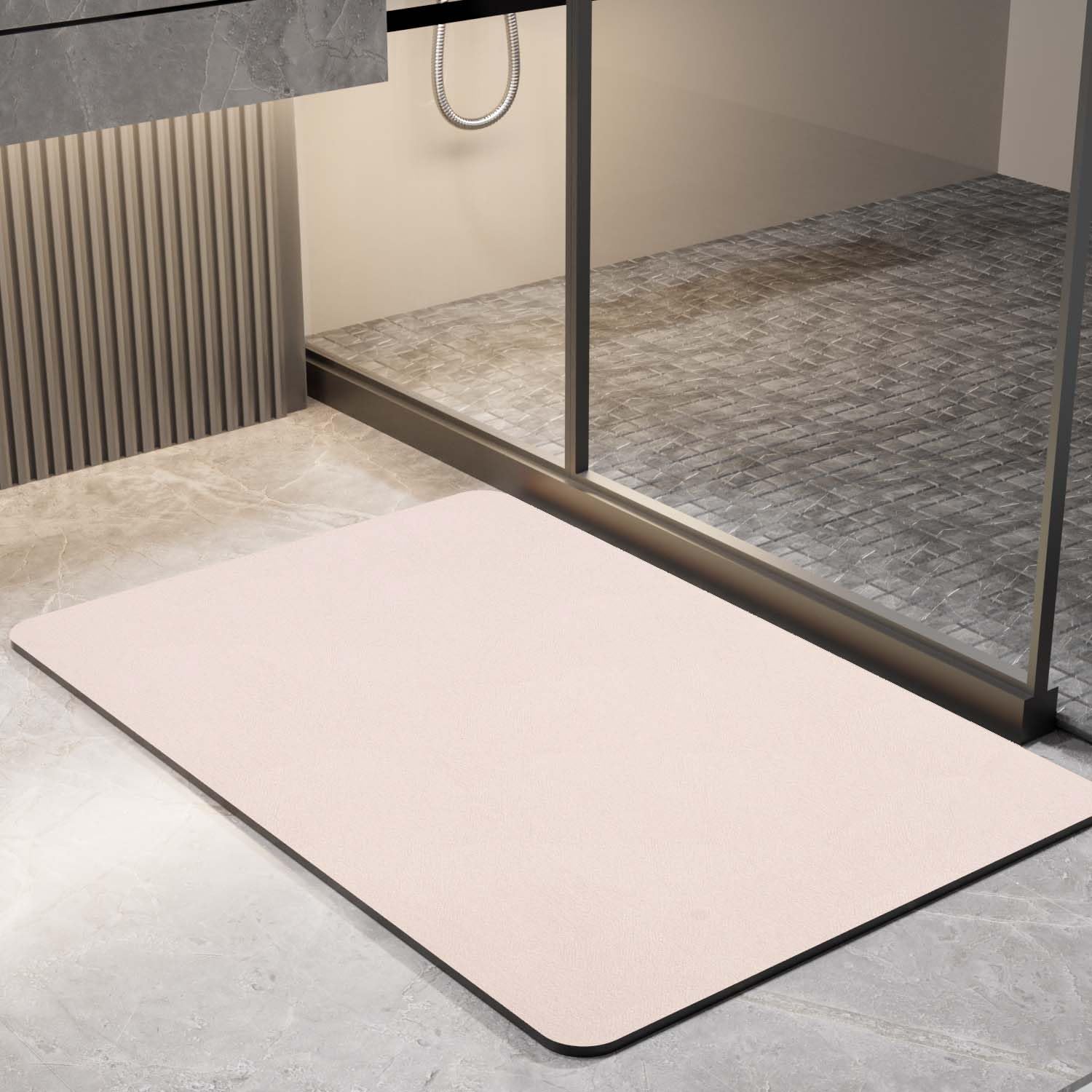 Alfombrilla de Baño Absorbente 60x120cm,Alfombra Diatomita Baño Antideslizante,para Bañera,Ducha,Beige