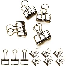 10pcs Skeleton Binder Clips, Hollow Bronze Metal Binder Clips Metal Wire Foldback Clip in Planner Journal Clip Notebook 32mm