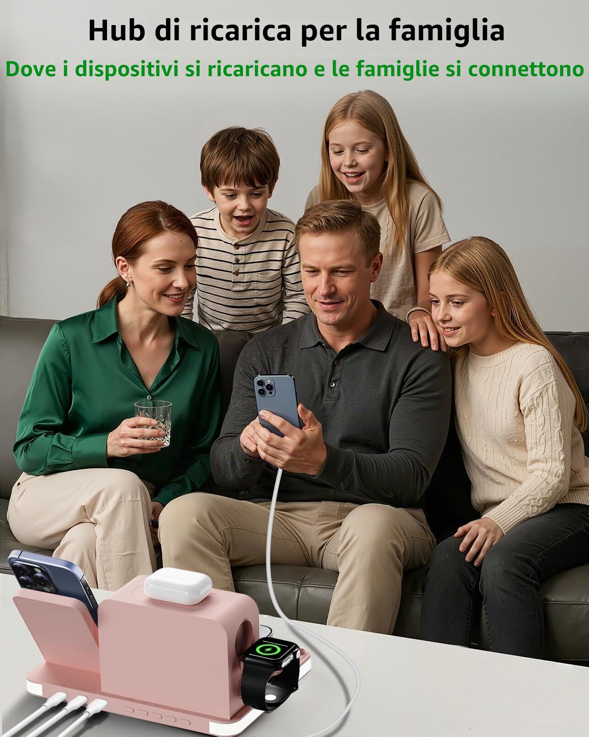 Acer Stazione di ricarica wireless 7 in 1 con orologio a LED, caricabatterie wireless veloce da 30 W per iPhone 16/15/14/13/12/Pro Max, Apple Watch, AirPods, sincronizzazione automatica dell'ora e