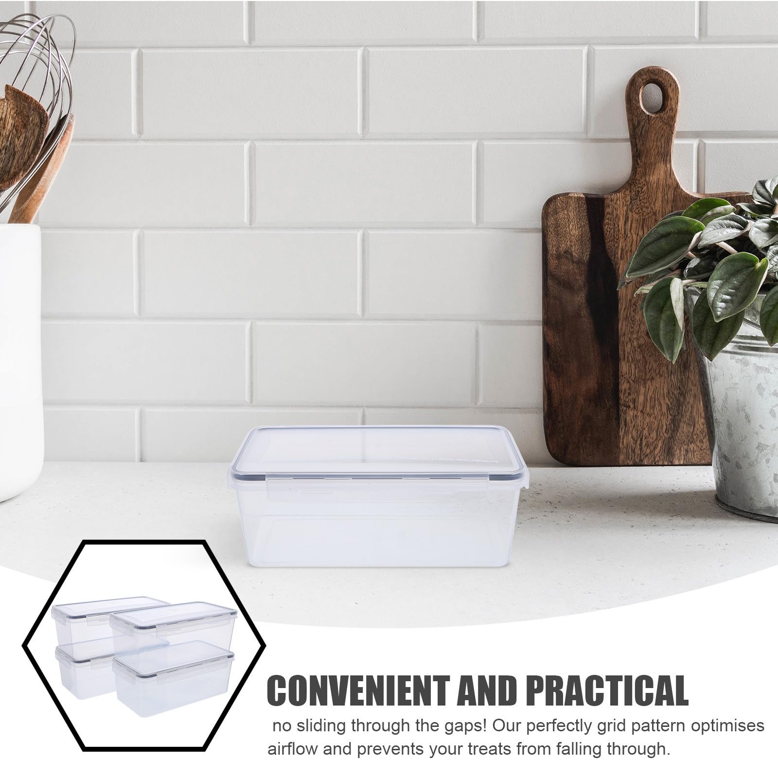 Set 4 Contenitori Ermetici per Cucina 3.2l in Plastica Pp con Coperchio, Scatole Salvaspazio per Conservazione Alimenti e Protezione Dall'umidità in Dispensa