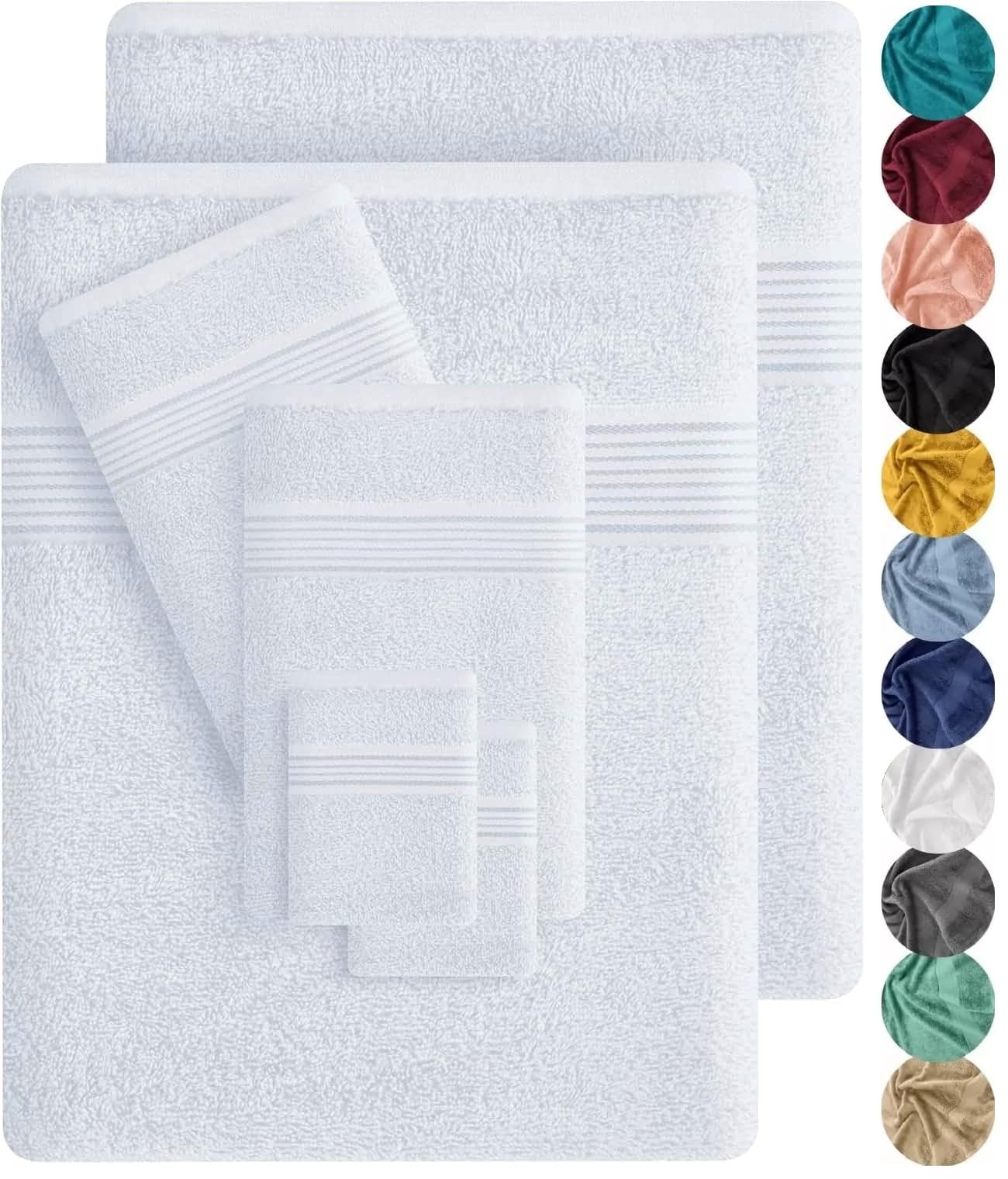 Luxury 800GSM Bath Towel 100% Egyptian Cotton Ultra Soft Face Hand Towels Extra Large Jumbo Bath Towel Set (White, 2 Bath Towels)