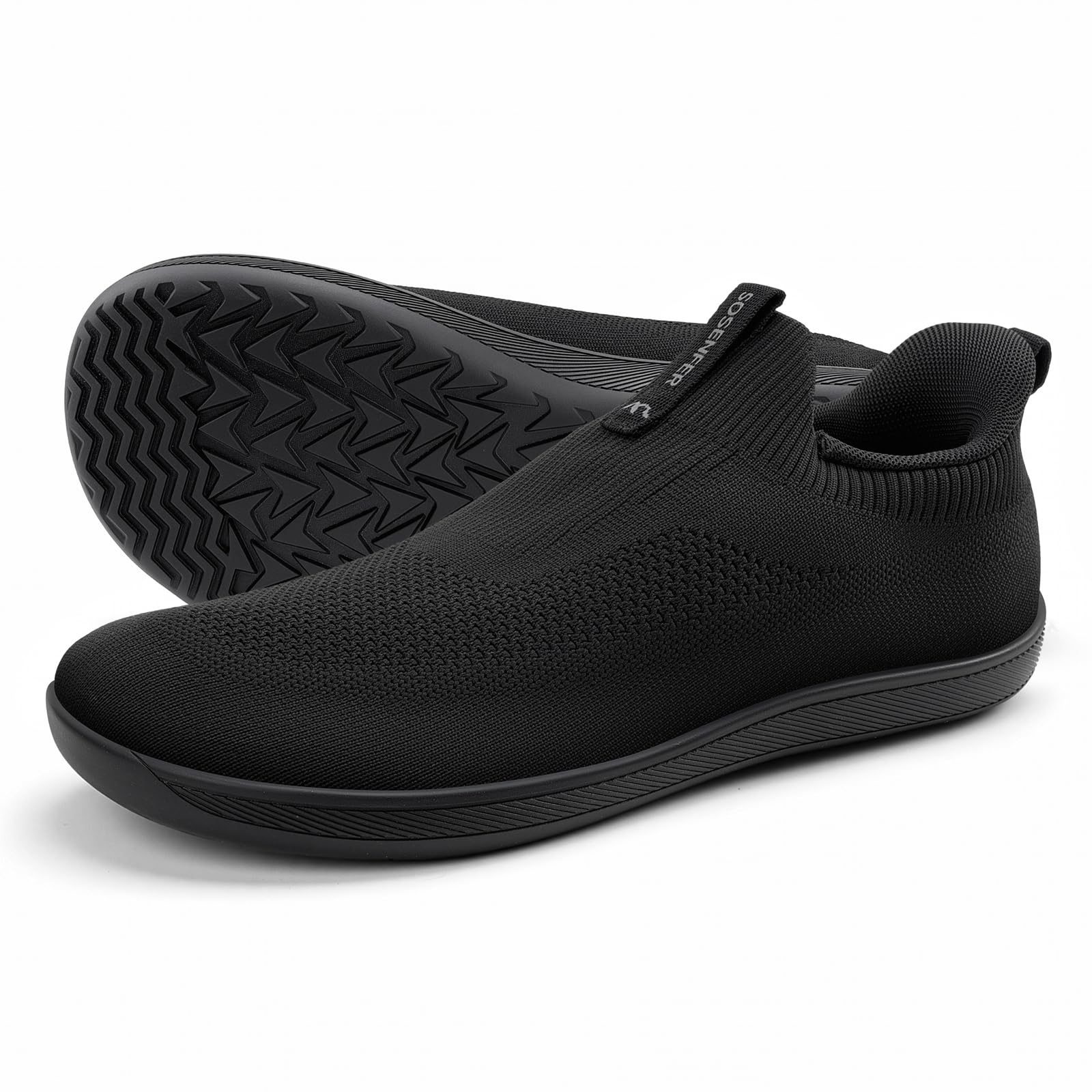 Sosenfer Barefoot Shoes Men - Wide Toe Box Minimalist Sneakers, Hands Free Slip On Zero Drop Cross Trainer, Premium Suede Leather, Non-Slip Lightweight Trail Running Walking Gym