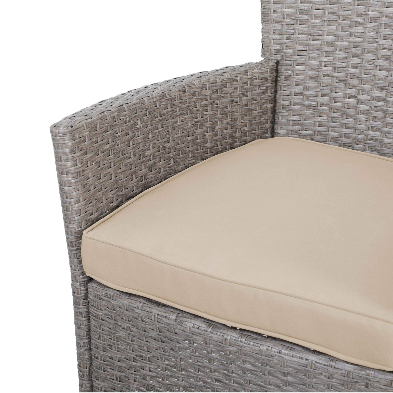 CASARIA 2X Sillas de Jardín Poliratán Apilables Beige Cojines Lavables Asientos Exterior Terraza Balcón