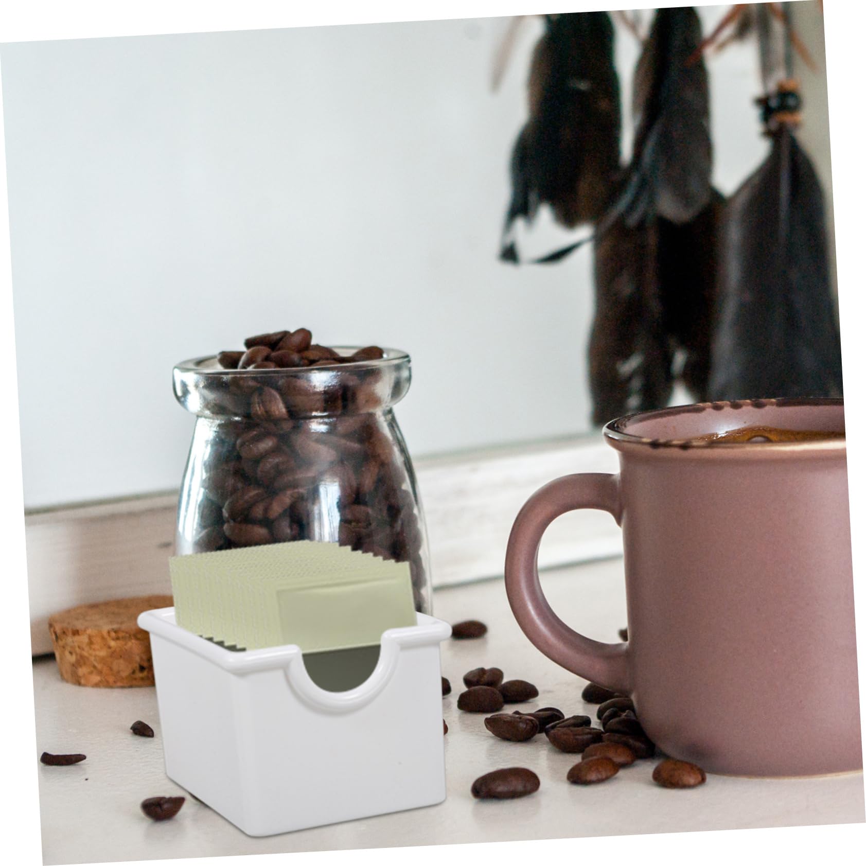 FUNOMOCYA 2pcs Box Tea Bag Storage Box Tea Bags Organizer Coffee Condiment Holder Sugar Packet Storage Bin Coffee Station Organizer Sugar Packets Sugar Bag Stand Acrylic White re-usable