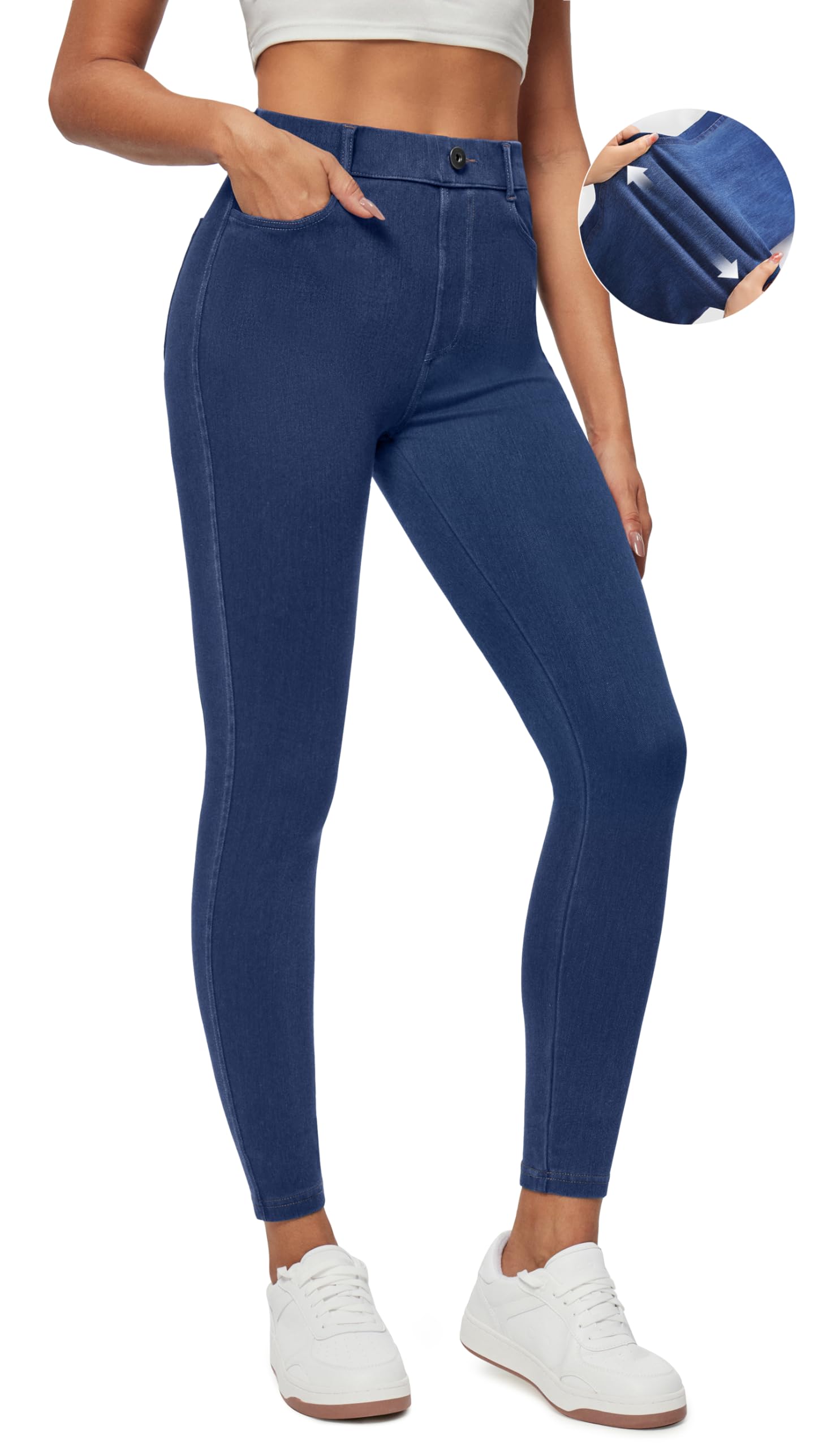 EwedoosWomen Jeans High Waisted Stretchy Skinny Jeans for Women Tummy Control Jeggings Pull on Jeans Leggings with Pockets