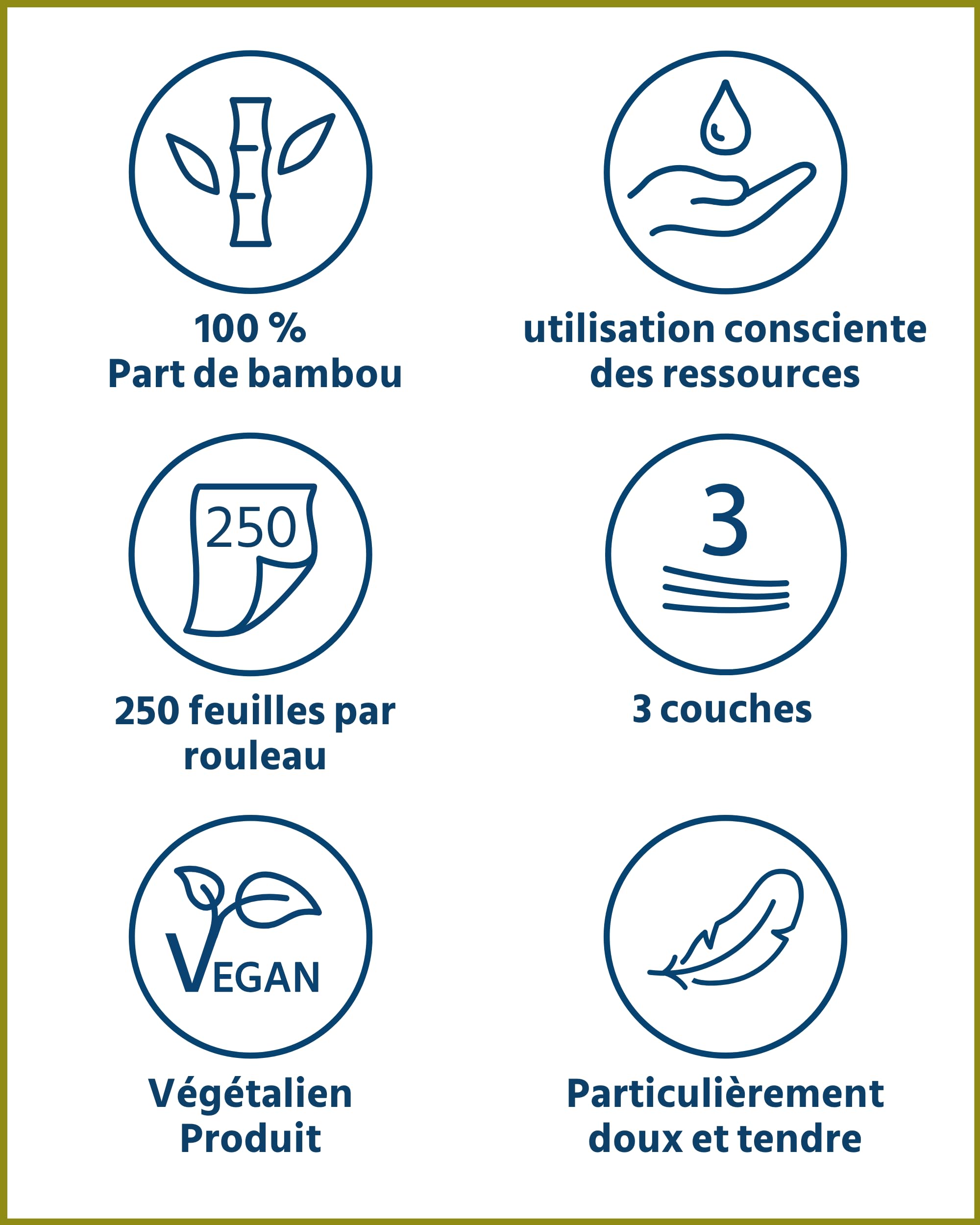 œcolife papier toilette bambou, 3 couches, 27 rouleaux x 250 feuilles, emballage en vrac, super doux, sans plastique, papier hygiénique, végétalien, papier toilette durable
