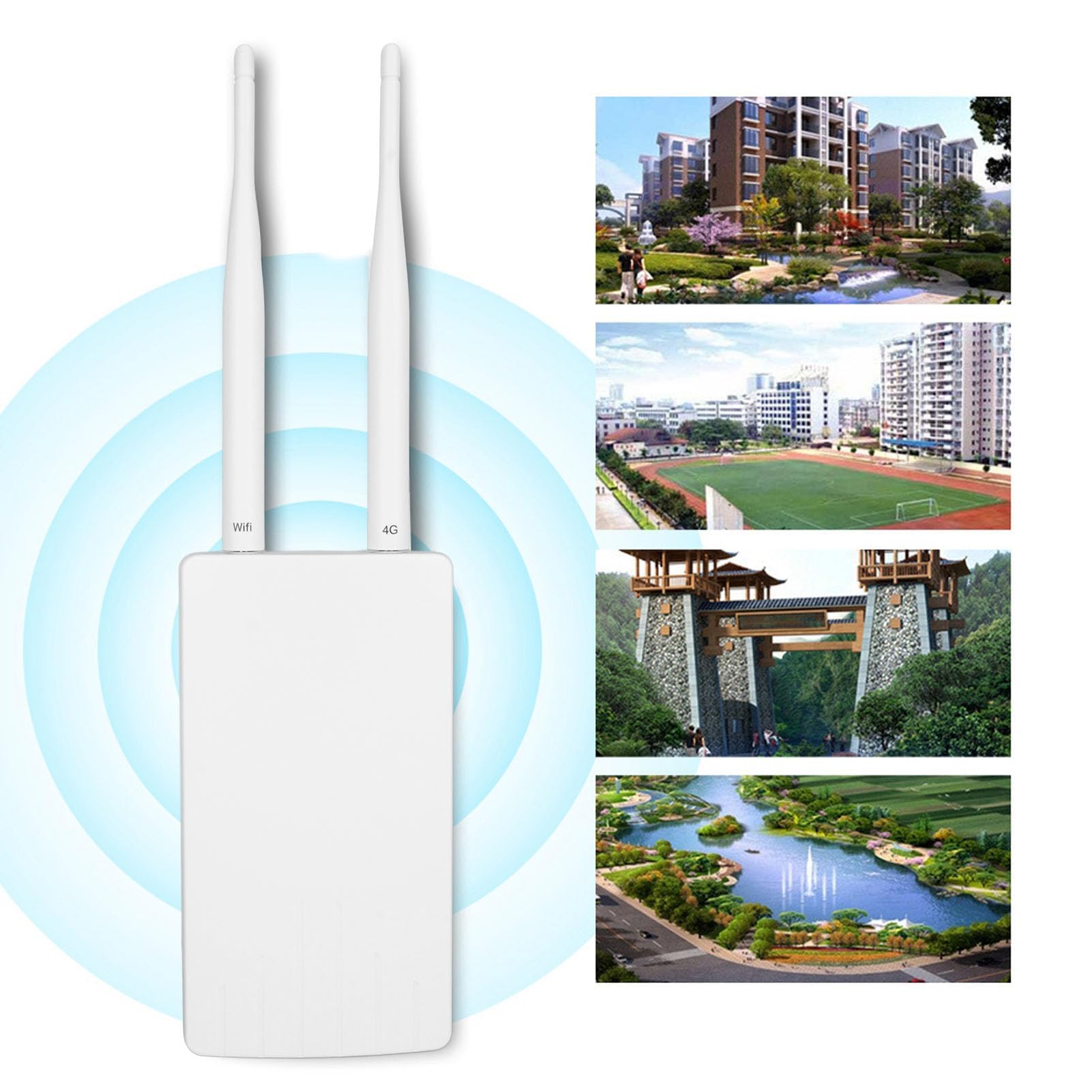 Routeur de Modem 4G LTE Extérieur débloqué avec Emplacement pour Carte SIM, Routeur WiFi de Carte SIM Extérieur étanche 4G LTE CPE Routeurs LTE 150 Mbps pour L'usine (Prise UE)