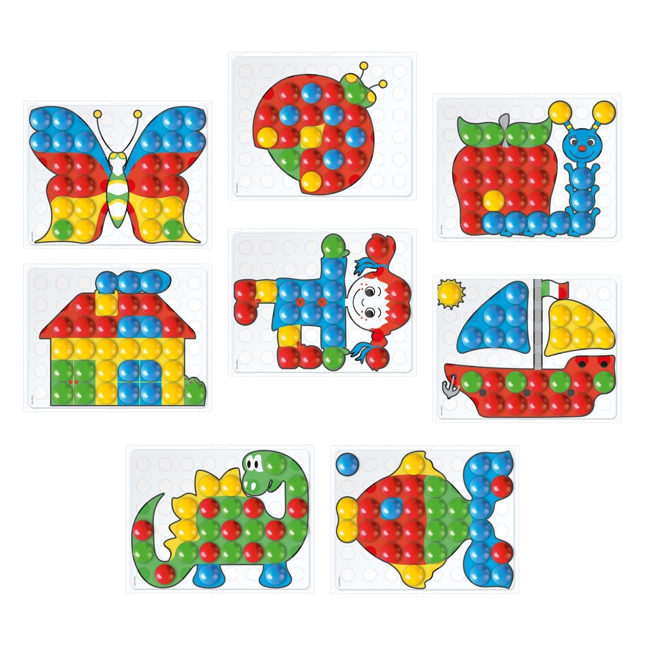 Quercetti Fantacolor Junior 48 Mosaique Enfant 3D à Gros Boutons, Valisette Portable, Jeu 3 Ans