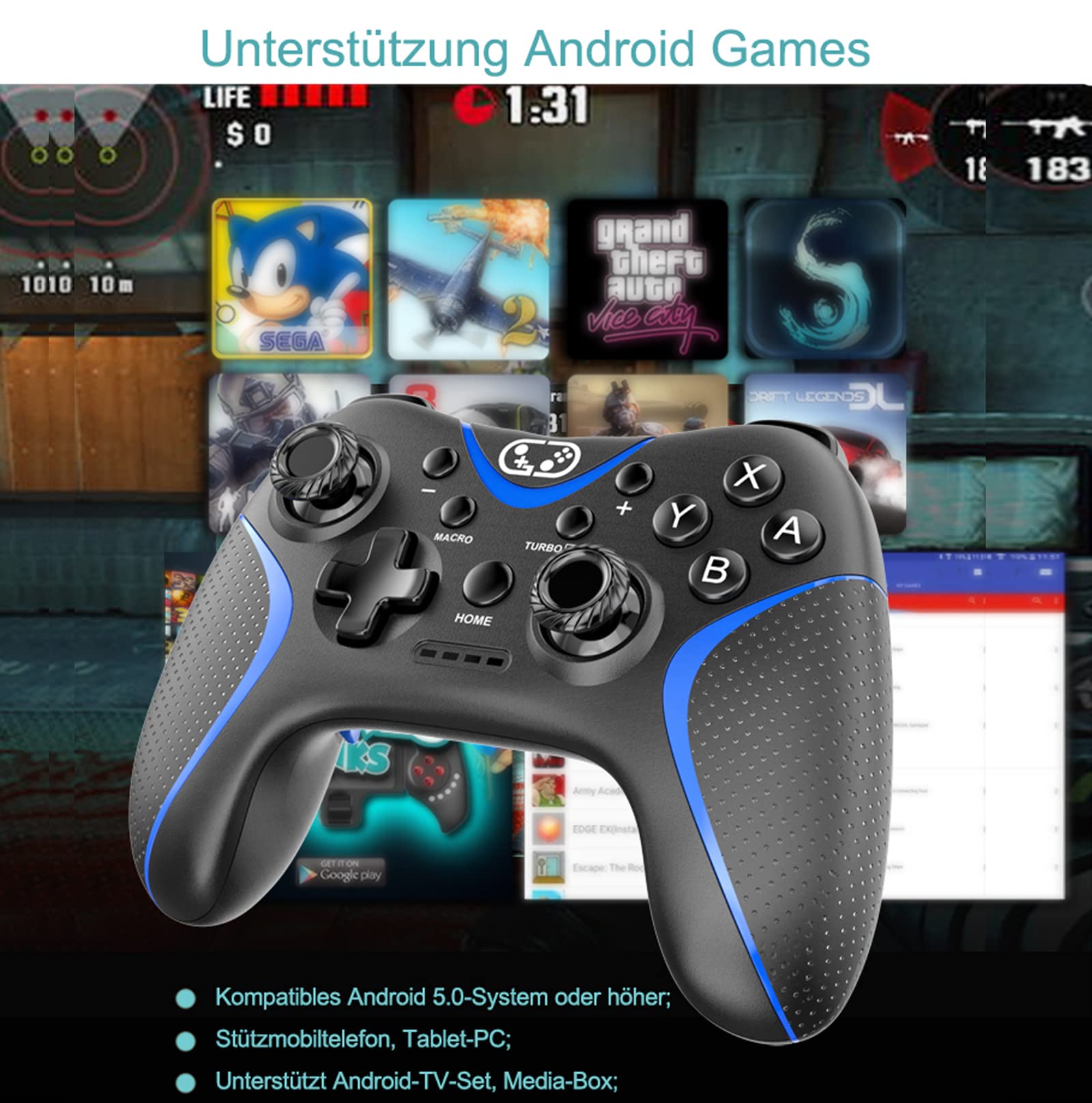 Controlador de interruptor, controlador inalámbrico Pro para Switch/Switch Lite/Switch OLED, controlador PC Bluetooth con botón programable, giroscopio de 6 ejes, Turbo, doble vibración, rojo2