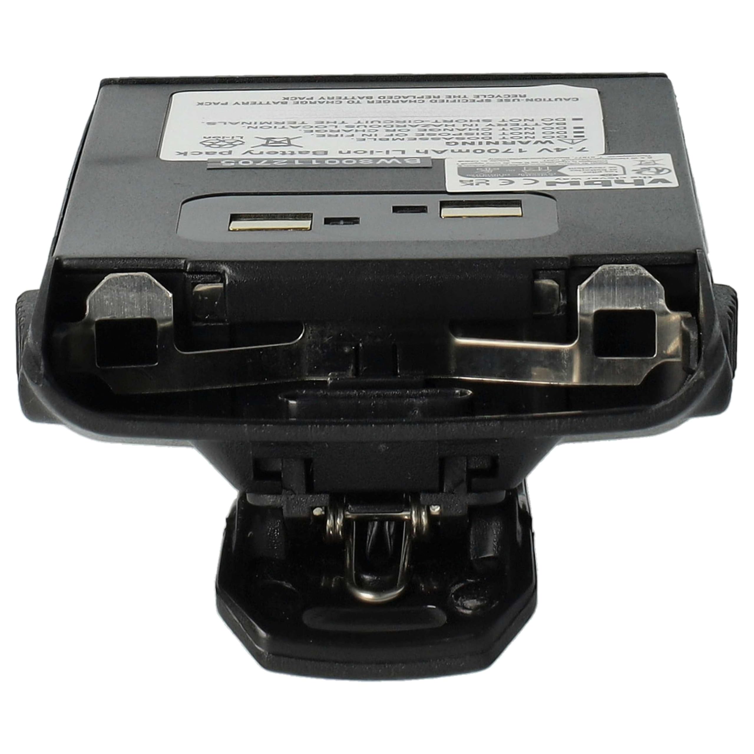 vhbw 1x batería Compatible con Wouxun KG-UVD1P, KG-UV6D, KG-UVD1 Radio (1700 mAh, 7,4 V, Li-Ion) + Pinza