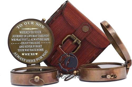 Miniatura 2 de WOANIN - Brújula grabada para mi hijo, brújula personalizada para regalo de hijoa nuestro hijo