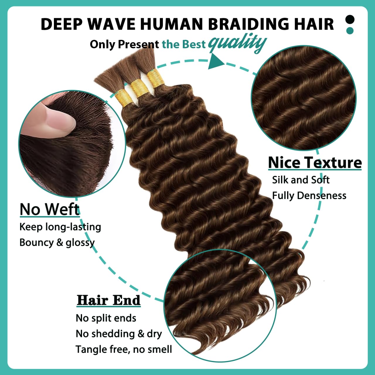 12A Brazilian Virgin Human Braiding Hair for Boho Braids