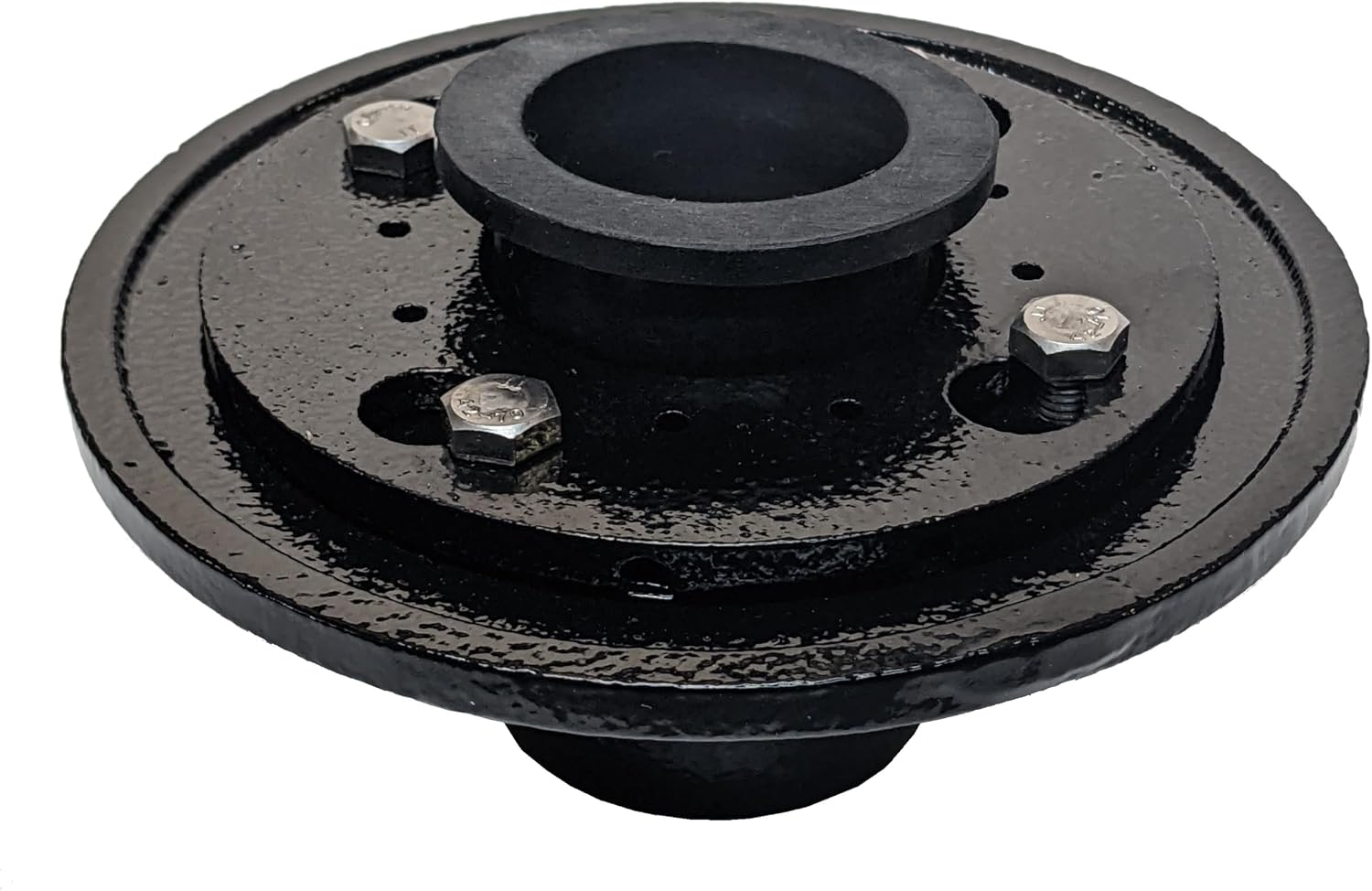 SereneDrains 2 Inch Cast Iron Shower Drain Base for Linear Square Shower Drains Floor Flange Gasket Extension Kit Assembly Pipe Threaded Adjustable Hub Rubber Adapter (Cast Iron + Rubber Fitting)