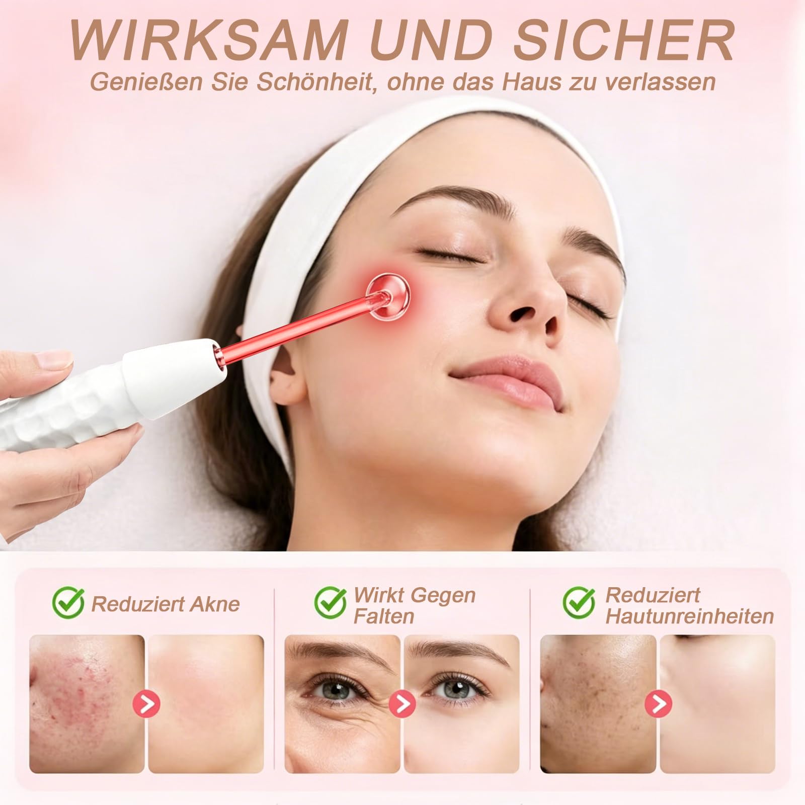 Yofuly Hochfrequenzstab-Hochfrequenz Gerät Akne mit 4 Rote Stab-Schläuchen für Haarwuchs/Aknebehandlung/Faltenreduzierung/Hautstraffung