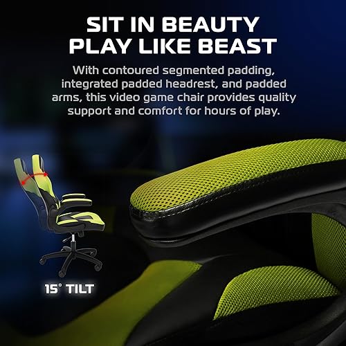 Miniatura 5 de RESPAWN 3085 Silla ergonómica para juegos para adultos, silla de oficina de respaldo alto con reposacabezas y brazos abatibles, asiento de cuero