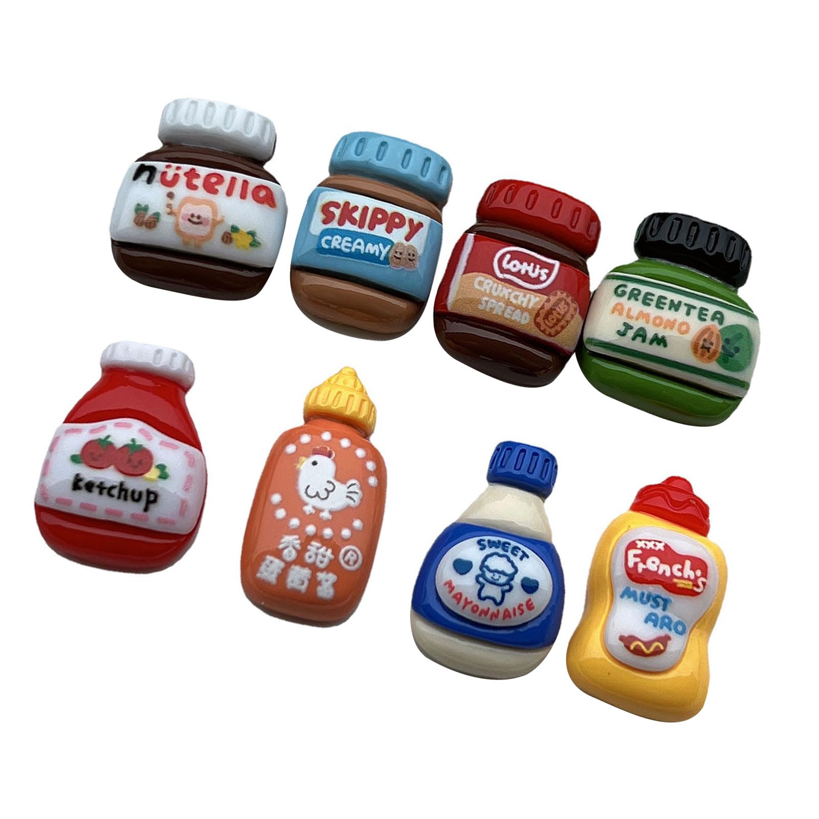 ZEPFJHE 8Pcs Fridge Stickers Set Resins Refrigerator Stickers Cartoon Sauce Bottle Shape Ornaments for Home Decors Resins Refrigerator