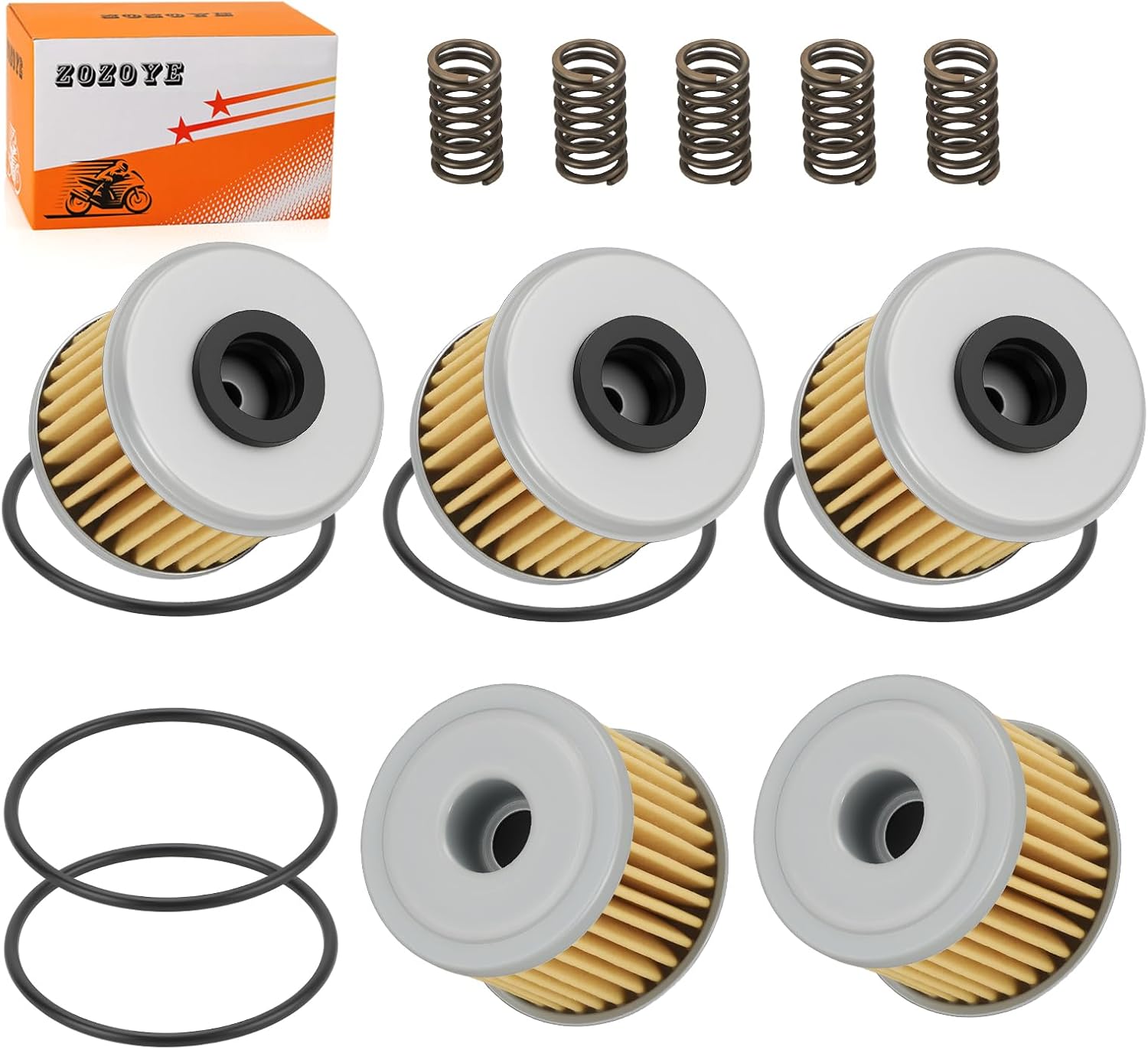 15412-MEN-671 5PSC Oil Filter & O-Ring W/Spring For Honda CRF150R CRF250X/R/RX CRF450 TRX450R/ER 2002-2024 15414-MEB-670