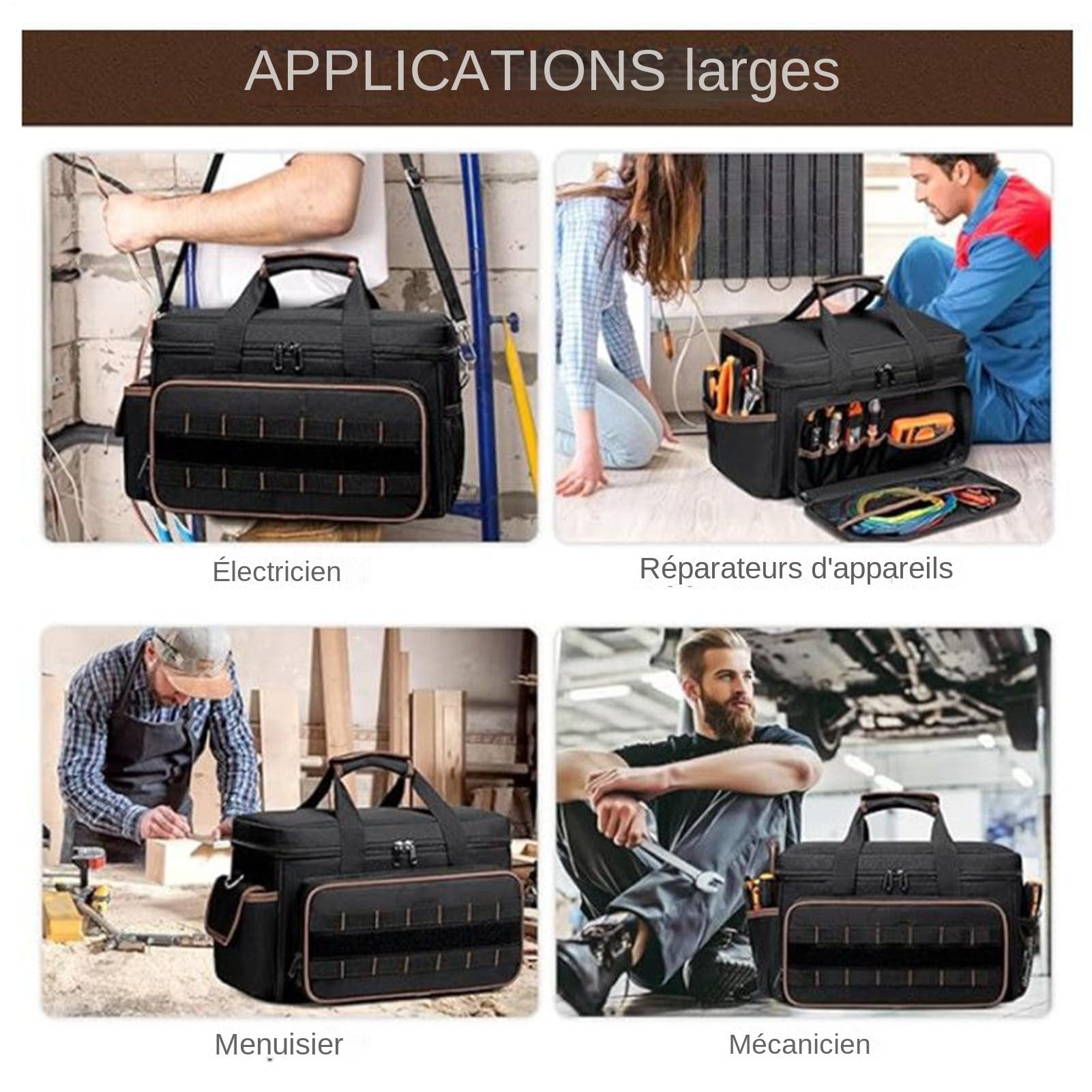 Organisateur de Sac à Outils Ceinture d'Organisation à Grande Capacité