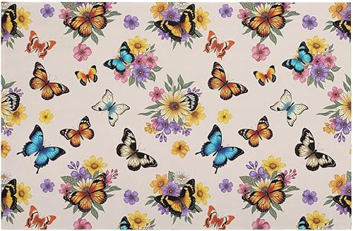 Non Slip Bath Mats Beautiful Butterfly Vintage Botanical Butterflies for Living Room, Patio, Office, Home Decor, Comfortable and Soft Bedroom Floor