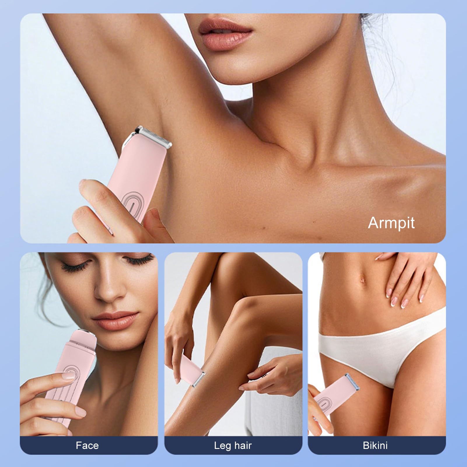 Depilatore per Bikini | Epilatore Impermeabile | Body Groomer Ricaricabile Portatile a Doppia Testa per Casa Viaggio Ascelle Zona Intima Bikini