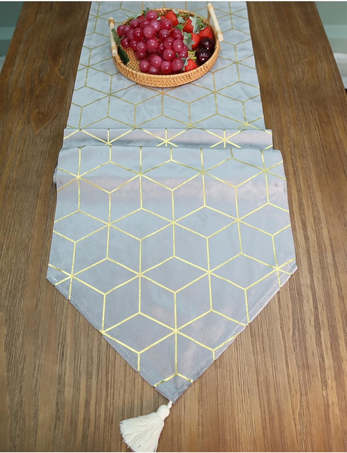 Home Decor Table Runner,14" x 71",Geometric Pattern Polyester Table Runner Modern Table Runner Kitchen Gray