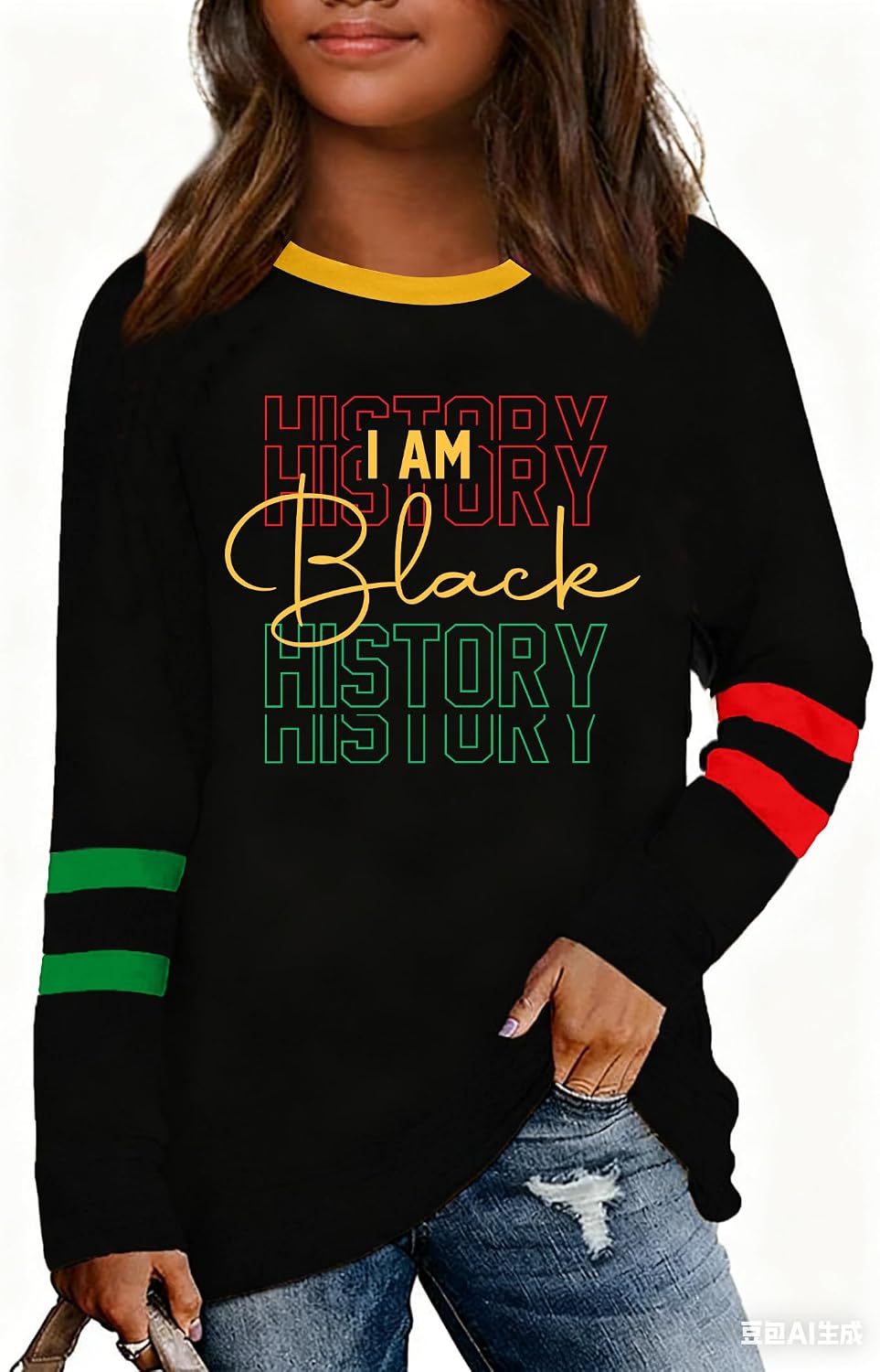 VVNTY Kids Black History Month Shirt Boys Girls Freedom Day Tee Black History Long Sleeve Tops 5-12y